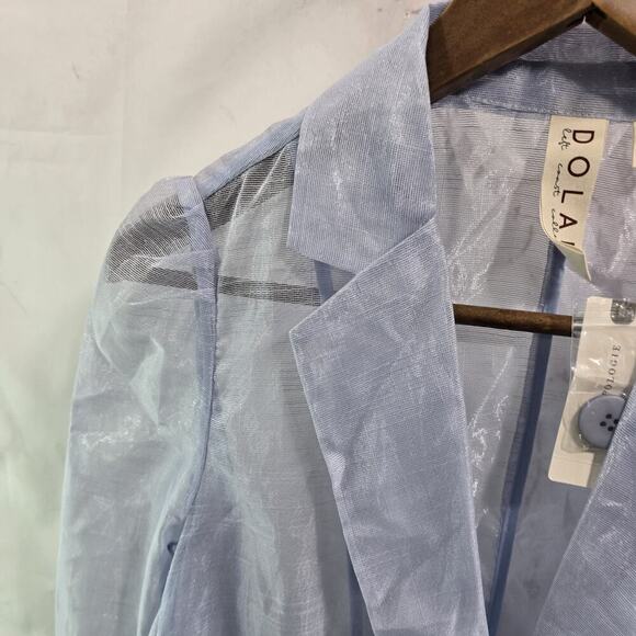 Anthropologie Blazer Womens Medium Blue Periwinkle Sheer Formal Jacket Dolan - Picture 2 of 13